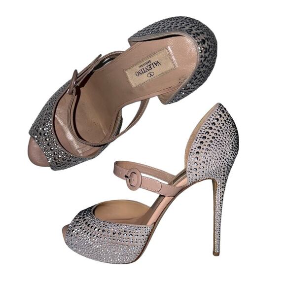 Valentino Micro Stud Suede Mary Jane D'Orsay Stiletto Heels Size 39.5 - Picture 2 of 14